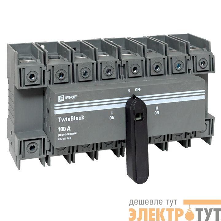 Рубильник 4п 100А реверсивный с рукояткой для прямой установки TwinBlock EKF tb-s-100-4p-rev