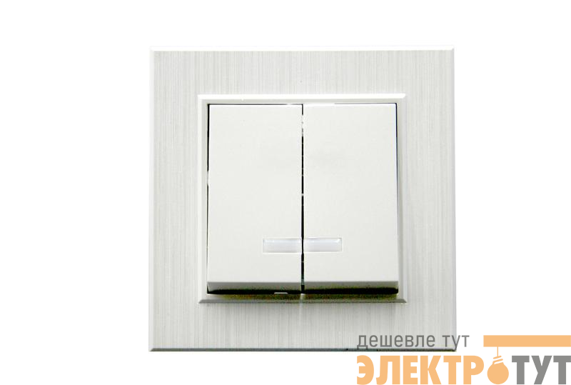 Выключатель 2-клав. с подсветкой Karea LINE STAR жемчуж. Makel 86100023