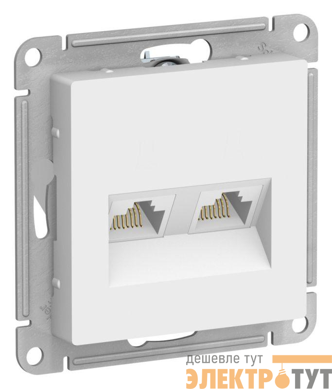 Розетка компьютерная 2-м AtlasDesign RJ45+RJ45 кат.5E механизм лотос SE ATN001385