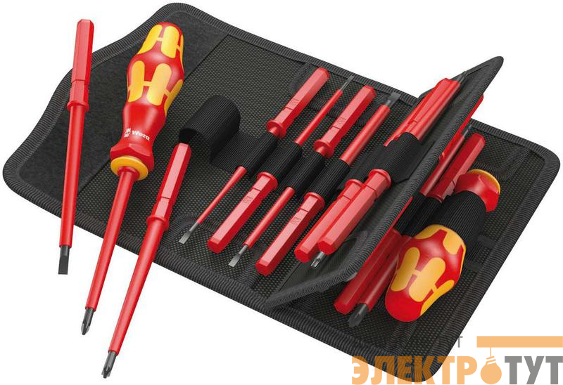 Набор насадок Kraftform Kompakt VDE 17 Universal 1 с 2 отвертками-битодержателями 17 пр. Wera WE-059030