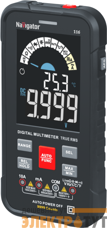 Мультиметр 95 771 NMT-Mm-116 True RMS Smart цветной дисплей Navigator 95771