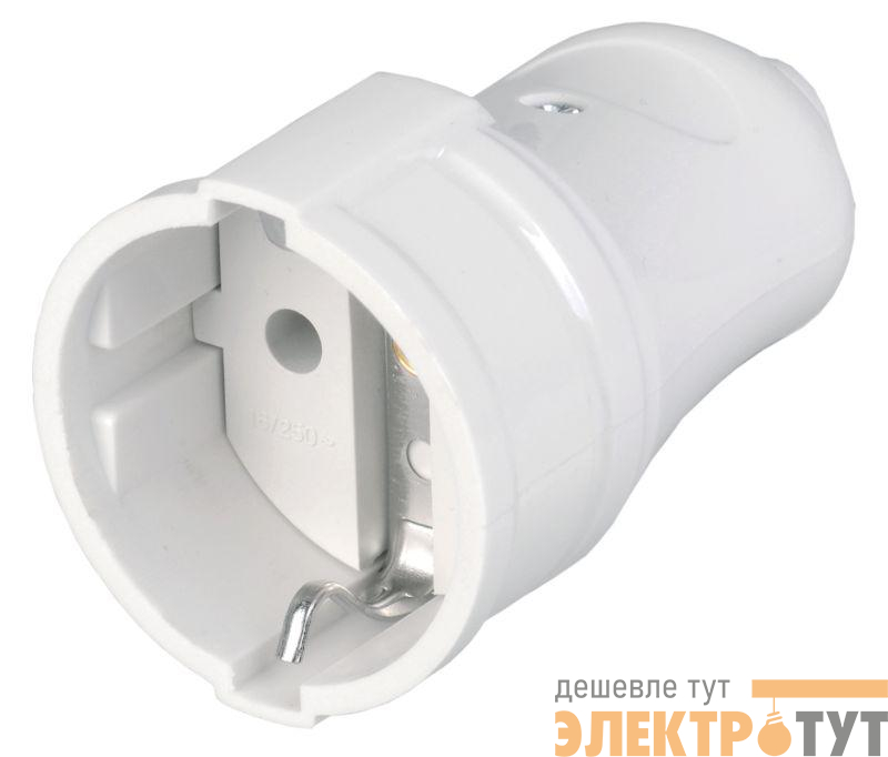 Розетка разборная РПп10-01-Ст 16А прямая с заземл. бел. IEK ERP10-16-01-K01