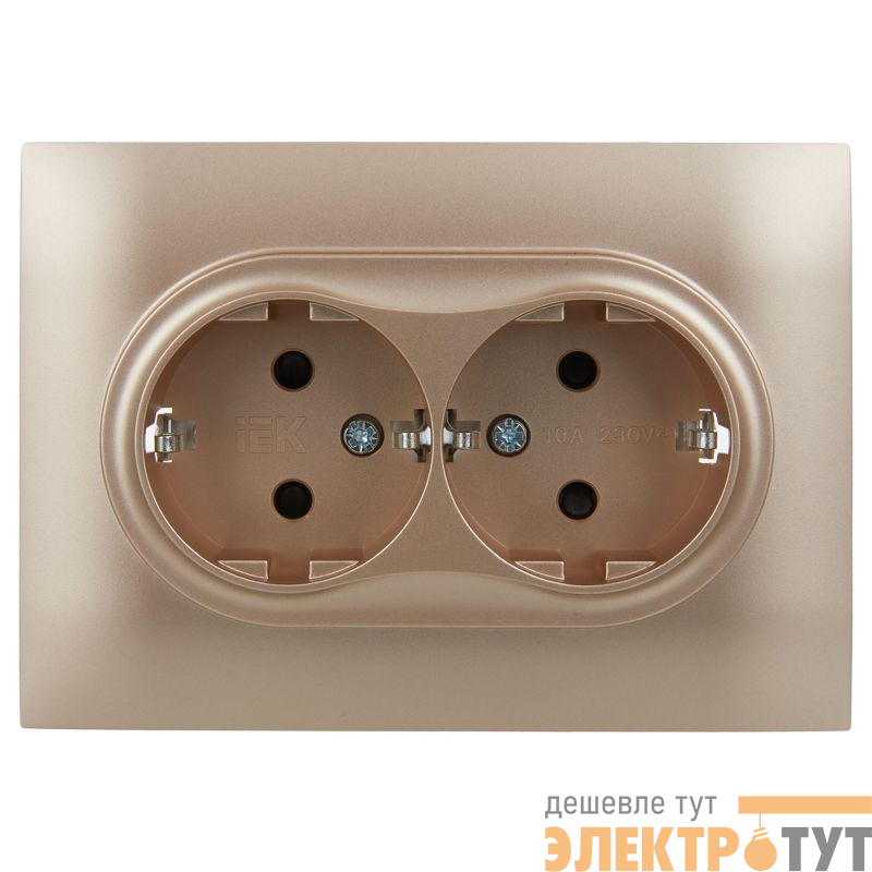Розетка 2-м SKANDY 16А с заземл. защ. шторки в сборе SK-R07Sa песочн. IEK SK-R24-16-K98-F