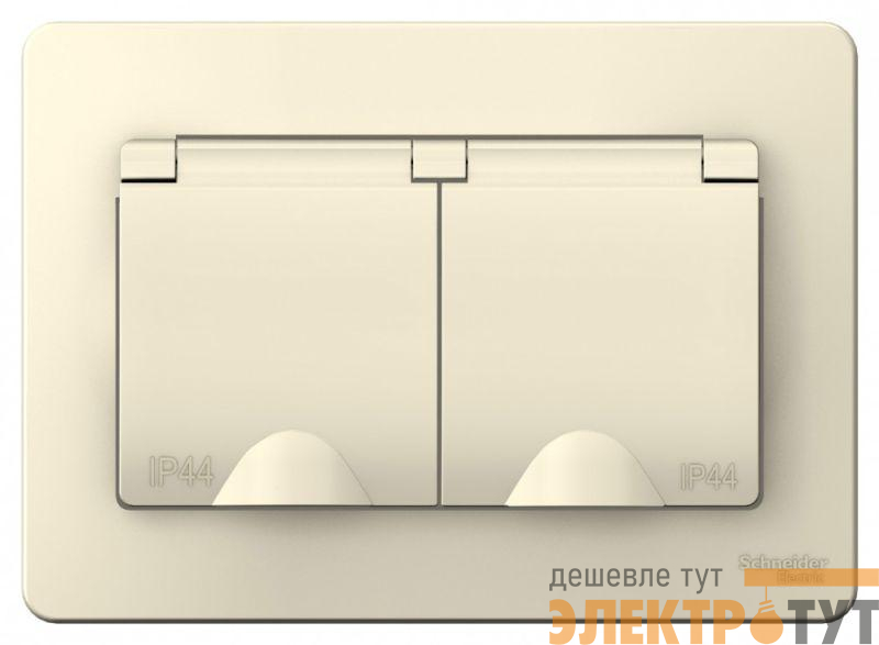 Розетка 2-м СП Blanca 16А IP44 250В с заземл. защ. шторки с крышкой молоч. SchE BLNRS441122