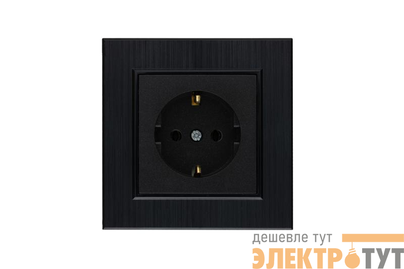 Розетка 1-м Karea LINE STAR с заземл. чер. Makel 86054028