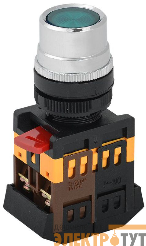 Кнопка ABLF-22 d22мм 1НО+1НЗ 240В неон зел. GENERICA BBT10-ABLF-K06