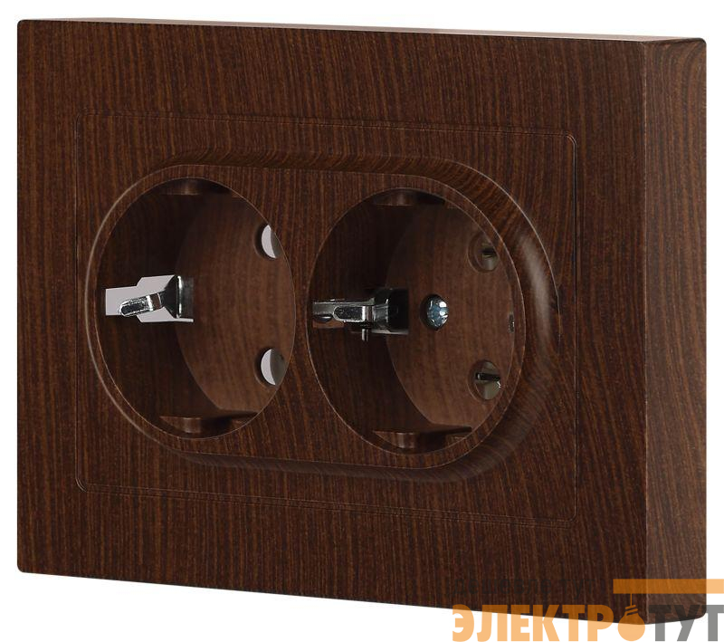 Розетка 2-м СП Accent 6-205-10 16А IP20 250В 2P+E Schuko AL/CU венге Intro Б0063502