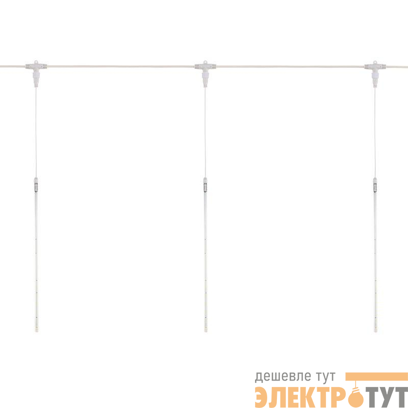 Гирлянда светодиодная "Тающие сосульки" 10шт х 50см шаг 100см 600LED тепл. бел. 24В провод каучук бел. соединяется Neon-Night 256-423