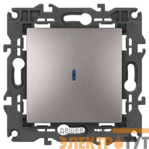 Выключатель Elegance 14-1102-16 250В 10АХ с подсветкой титан Эра Б0065785