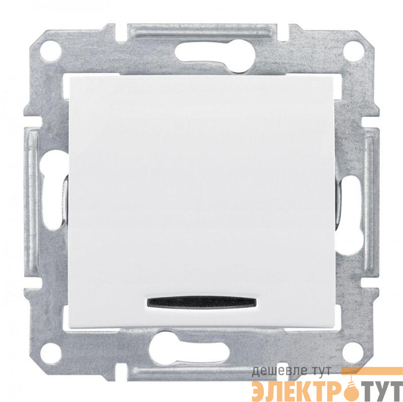 Механизм переключателя проходного 1-кл. СП Sedna 10А IP20 (сх. 6а) 250В с син. подсветкой бел. SchE SDN1500121
