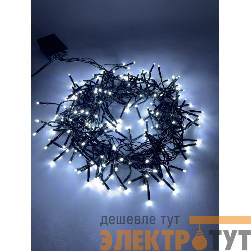 Гирлянда светодиодная "Нить Мишура" 2м 200LED 220В IP20 зел. провод холод. свет ENIN-GC Эра Б0047969