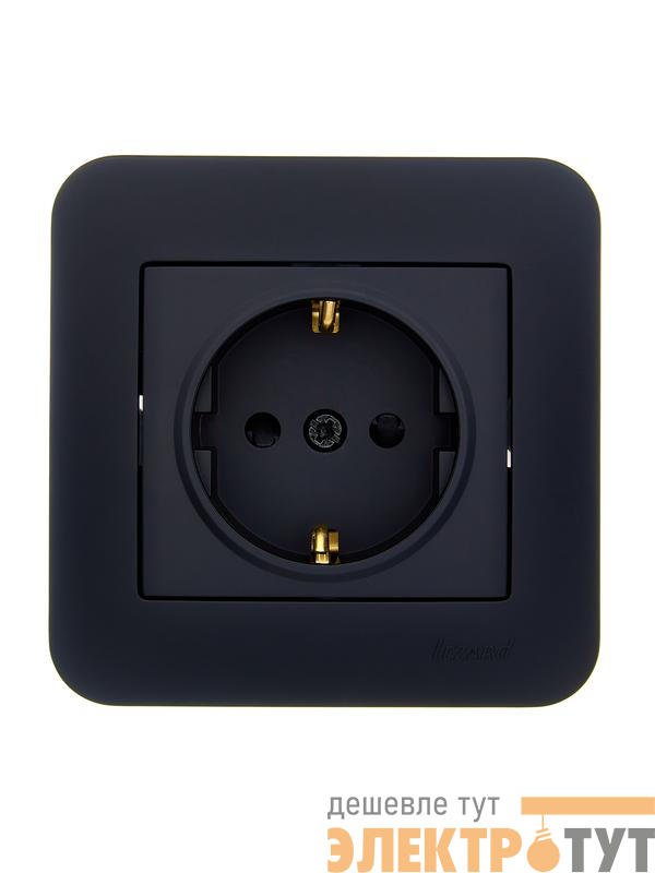 Розетка 1-м СП ASTI 16А IP20 с заземл. защ. шторки термопласт в сборе черн. бархат. LEZARD 7081-4242-124B