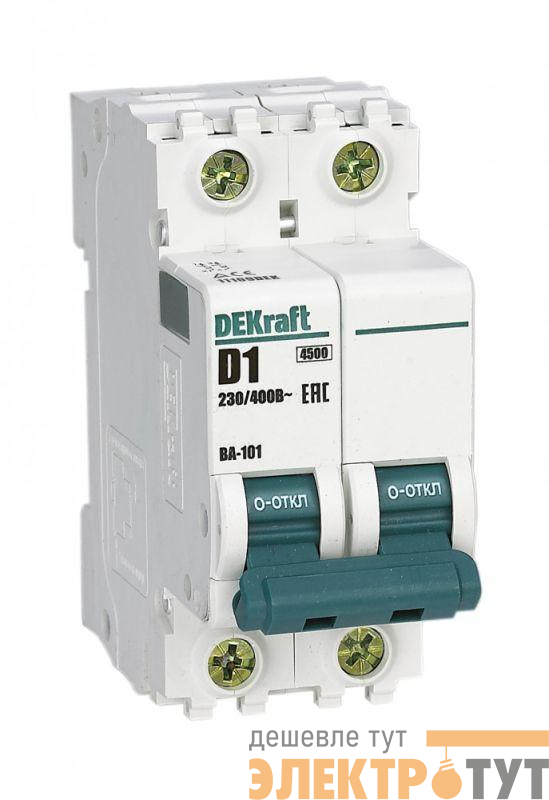 Выключатель автоматический модульный 2п D 1А 4.5кА ВА-101 DEKraft 11109DEK