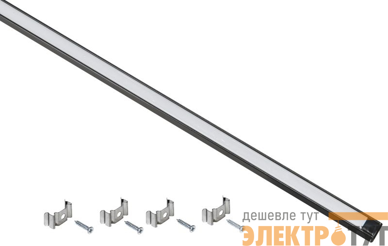 Профиль для светодиод. ленты 1607 L2000 прямоугольный комплект аксессуаров алюм. опал черн. IEK LSADD1607-SET1-2-N1-1-K02