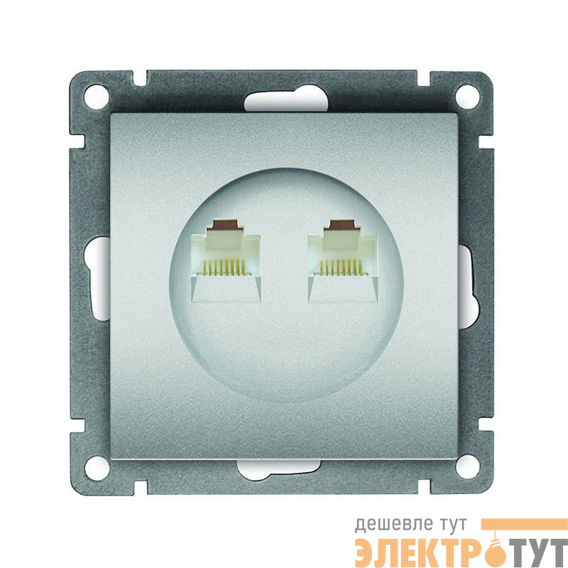 Розетка компьютерная 2-м СП Афина RJ45 кат.5E механизм серебр. Universal A1086-S