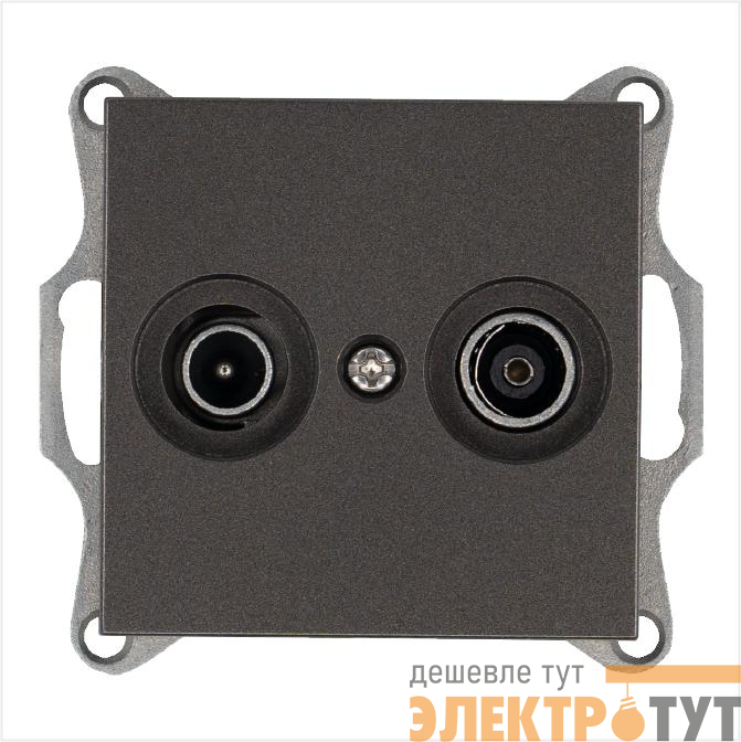 Розетка телевизионная оконечная TV + FM 2-м Ф9.5мм механизм мокко Jasmart G6204Z