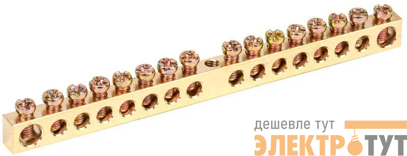 Шина PEN "земля-ноль" 6х9мм 16/1 (16групп/крепеж по центру) IEK YNN10-16-100