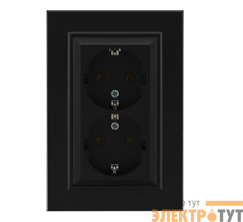 Розетка двойная с заземления Karea черн. Makel 56054082