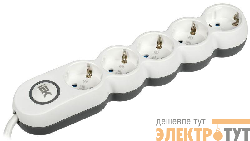 Удлинитель 5х1.5м с заземл. 16А IP20 Uno У05В 2P+PE 250В 3х1.5 IEK WYP53-16-05-D15-ZK