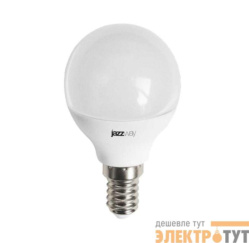 Лампа светодиодная PLED-LX 8Вт G45 шар матовая 3000К тепл. бел. E14 JazzWay 5028593
