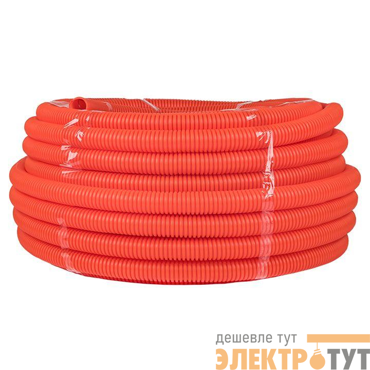Труба гофрированная ПНД d50мм с протяжкой оранж. (уп.20м) Plast PROxima EKF tpnd-50-o