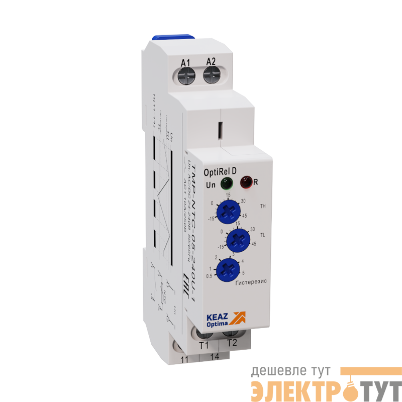 Реле температурное OptiRel D TMP-NTC-1-240U-1 с датчиком NTC 1м 16А 1СО 24-240АС/DC КЭАЗ 332032