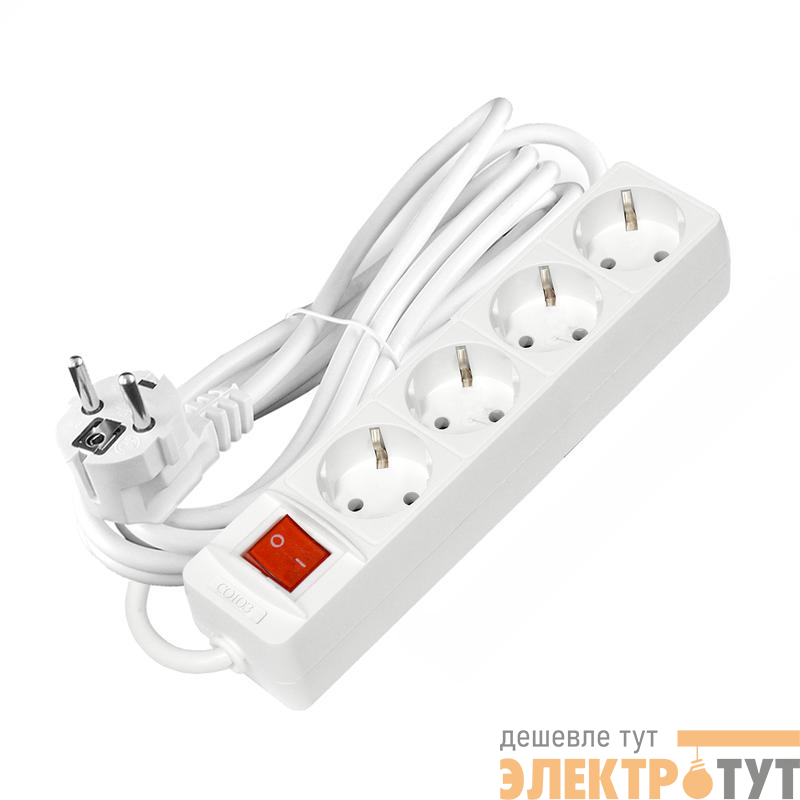 Удлинитель 4х3х16А IP20 3х1 с выкл. бел. Союз 2793