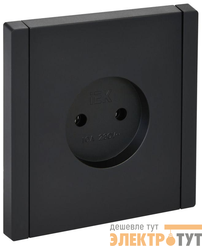 Розетка 1-м СП FORTE&PIANO FP118 10А без заземл. без защ. шторок винт. крепл. черн. IEK FP-R10-10-K02