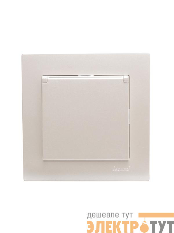 Розетка 1-м СП Vesna с заземл. с крышкой ПБТ механизм жемчуж./бел. перламутр LEZARD 742-3088-123B