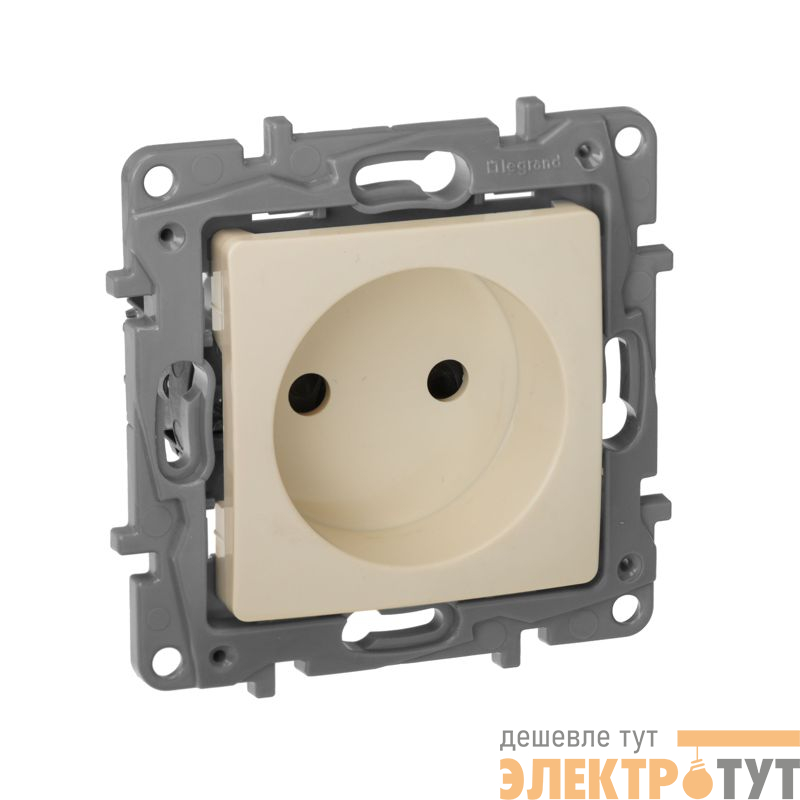 Розетка 1-м СП Etika 16А IP31 250В 2P без заземл. защ. шторки немецк. стандарт винтов. клеммы механизм сл. кость IEK 672334