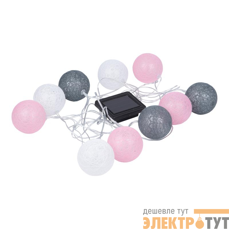 Гирлянда садовая "Клубки" USL-S-230/PM1800 COTTON BALLS-1 IP44 10 светодиодов тепл. бел. свет на солнечн. батарее 1хАА Ni-Mh аккумулятор в комплекте TM Uniel UL-00011593