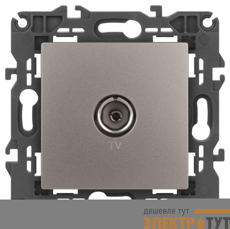 Розетка телевизионная одиночная TV Elegance 14-3101-16 титан Эра Б0065760