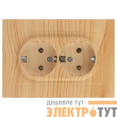 Розетка 2-м СП Accent 6-205-11 16А IP20 250В 2P+E Schuko AL/CU сосна Intro Б0063504