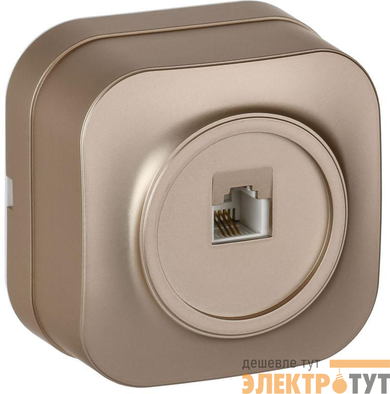 Розетка телефонная ОП RJ11 GLORY РТ20-ХШм шампань матов. IEK ETH10-K37M