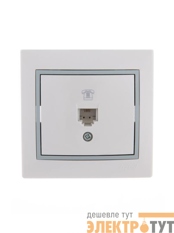 Розетка телефонная 1-м СП Mira RJ11 бел./сер. LEZARD 701-0215-137