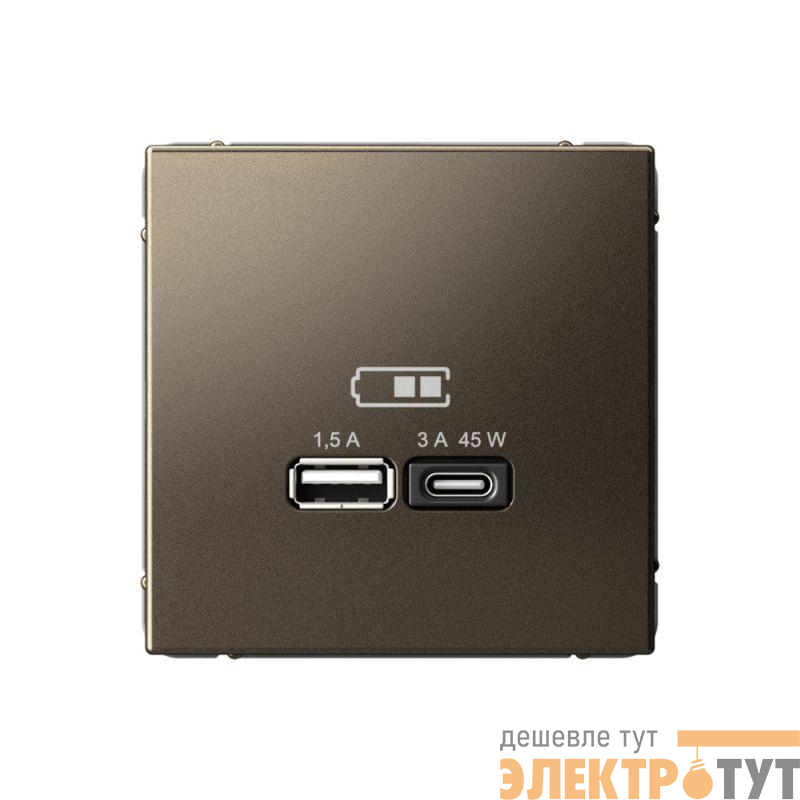 Розетка USB ArtGallery тип A+C 45Вт QC PD высокоскор. ЗУ механизм мокко SE GAL000629