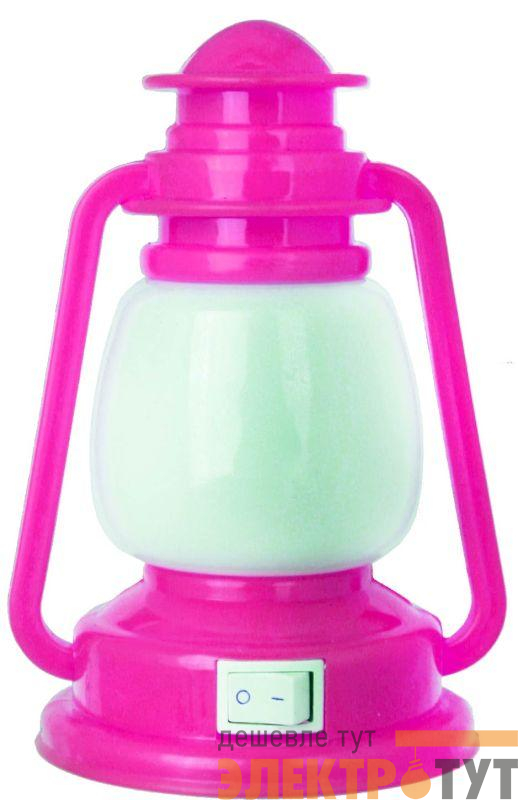 Светильник светодиодный NL-170 "Фонарик" 220В ночник с выкл. розов. Camelion 12526