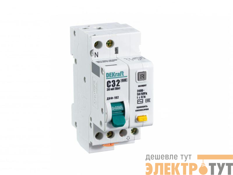 Выключатель автоматический дифференциального тока 2п (1P+N) C 32А 30мА тип AC 4.5кА ДИФ-102 2мод. SchE 16006DEK
