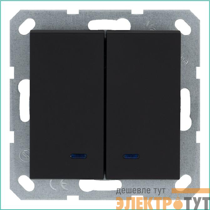 Выключатель 2-кл. 10А IP20 с подсветкой механизм черн. матовый soft touch Jasmart G3023NPB