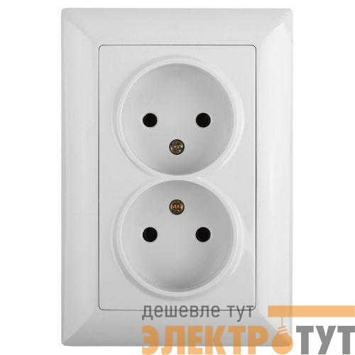 Розетка 2-м СП Solo 4-204-01 2х2P 16А 250В IP20 без заземл. бел. Intro Б0053666