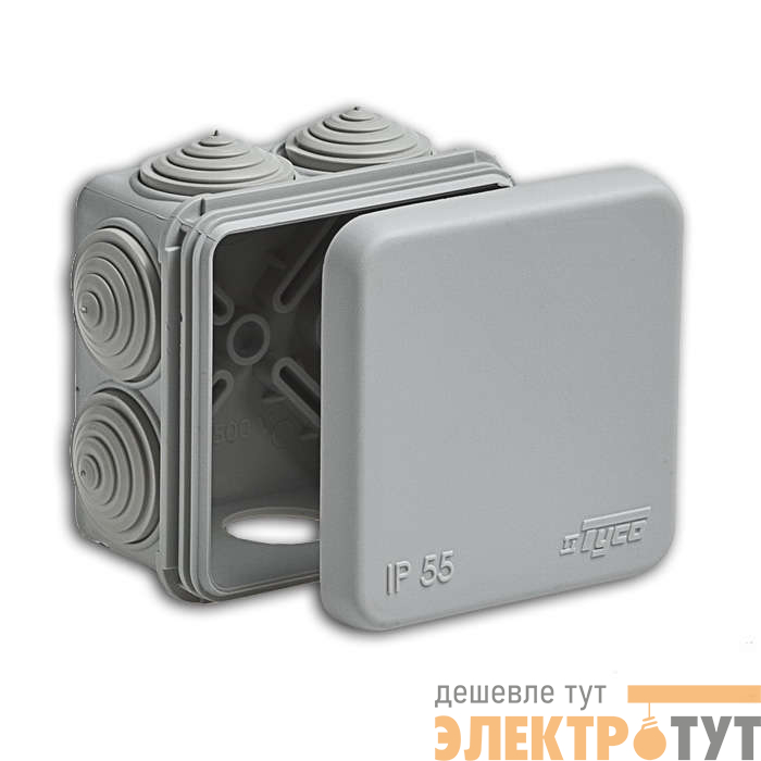 Коробка распределительная ОП 70х70х40мм 7 вводов IP55 сер. Ruvinil 67030