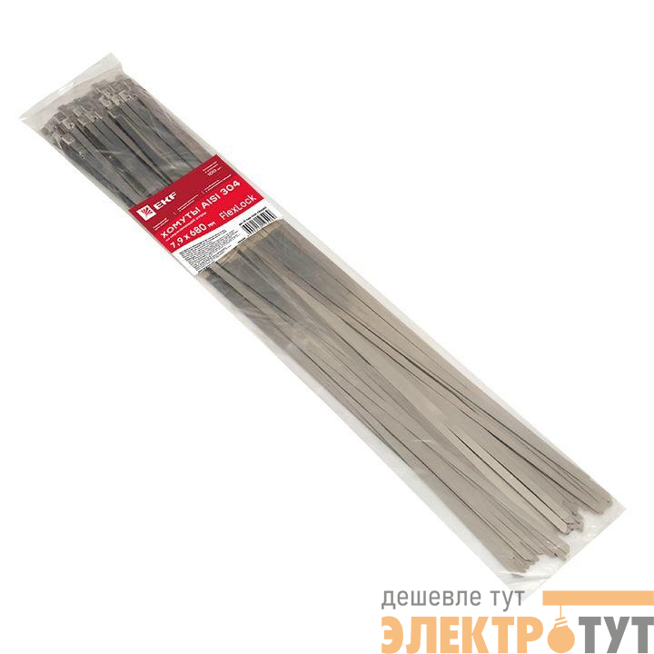 Хомут AISI 304 7.9х680 нерж. сталь FlexLock (уп.100шт) PROxima EKF plc-fl-tss-304-7.9x680