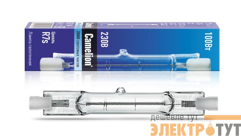 Лампа галогенная J78 100Вт линейная R7s 3000К 240В лин. 78мм Camelion 2932