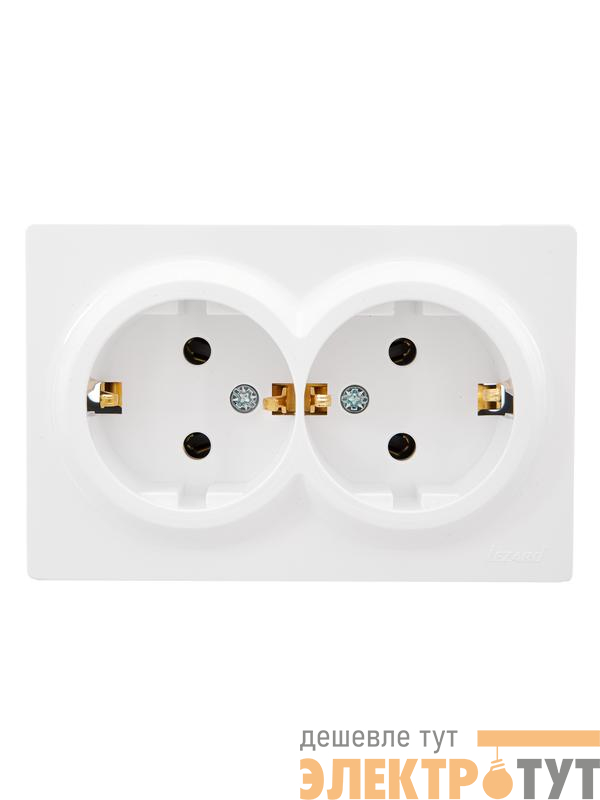 Розетка 2-м ОП LETO с заземл. закрытый корпус ПБТ бел. LEZARD 752-0200-127B