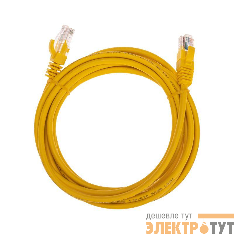 Патч-корд U/UTP CAT 5e RJ45-RJ45 26AWG LSZH желт. 3м Rexant 02-0105-3