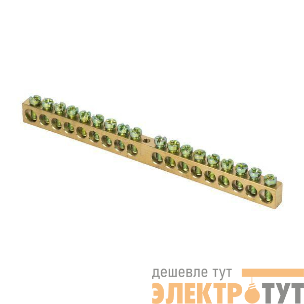 Шина PEN "ноль-земля" 8х12 18 отвер. латунь крепеж по центру PROxima EKF sn0-125-18-c