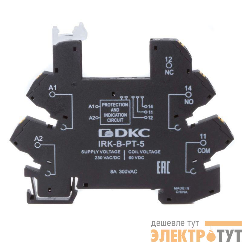 Колодка ультратонкая для реле RIS вх. напр. 230В AC/DC push-in клеммы DKC IRK-B-PT-5
