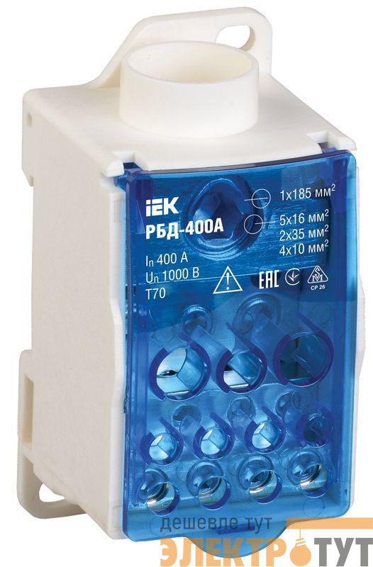 Блок распределительный на DIN-рейку РБД-400А IEK RBD-400