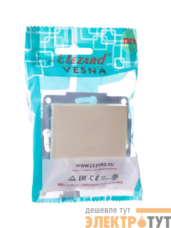 Выключатель 1-кл. 1п СП Vesna 10А IP20 с индикацией механизм крем. LEZARD 742-0388-111