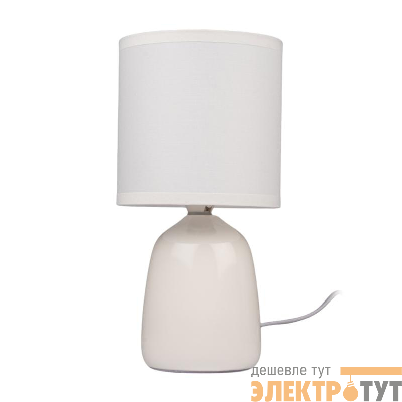 Светильник настольный JH2-02-wh E14 IP20 130х130х255мм керамика; ткань; PVC-пластик бел. JazzWay 5062313